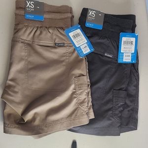 Columbia Women's Shorts, Size XS, Black, and Tan.